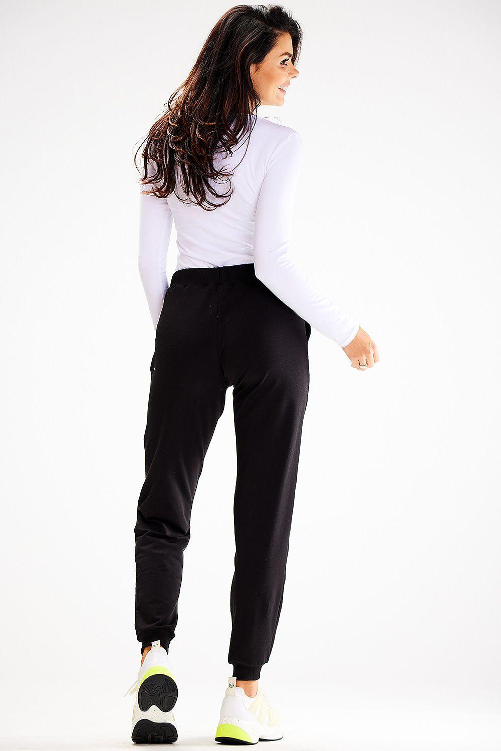 Awama tracksuit trousers, black joggers with drawstring waist and tapered legs