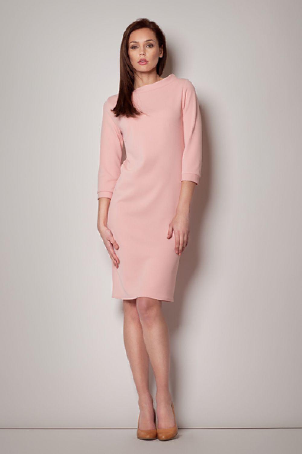 Figl daydress, light pink, 3/4 sleeves, crew neck, straight knee-length