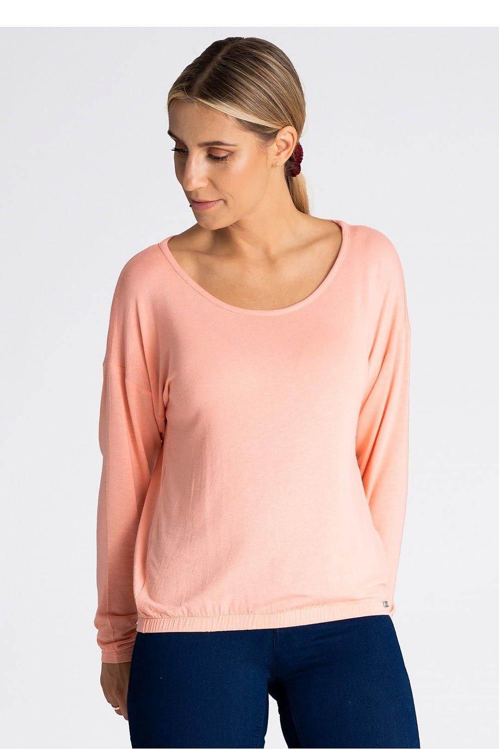 Figl pink long-sleeve blouse with scoop neck