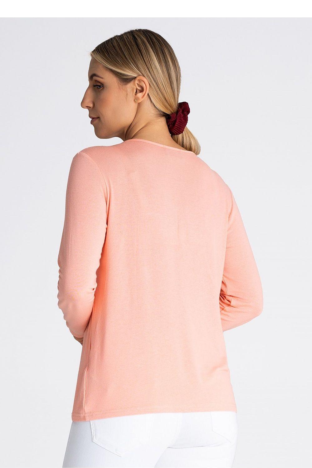 Figl pink long-sleeve blouse with rounded back hem