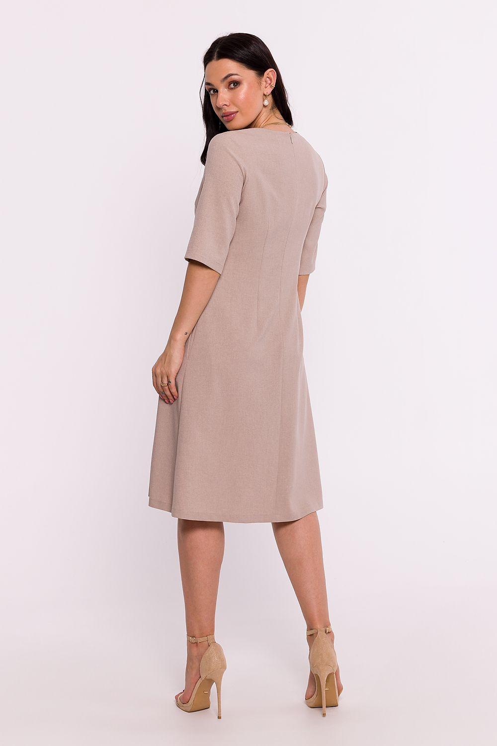 BeWear daydress, beige, short sleeves, round neck, above-knee length
