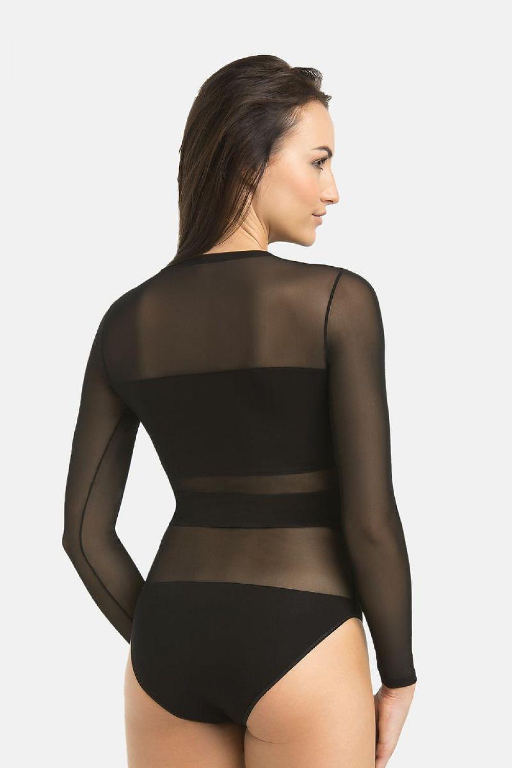 Teyli shapewear body with sheer black mesh long sleeves and back panels