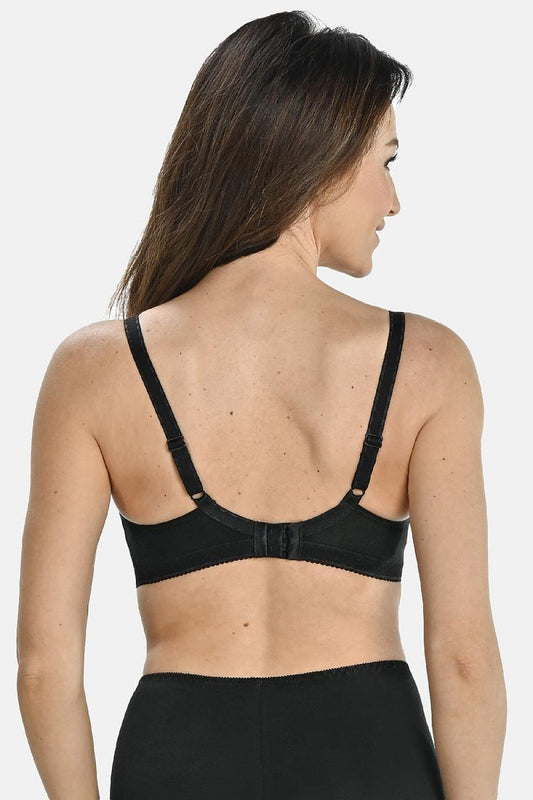 Black nursing bra back view with adjustable shoulder straps