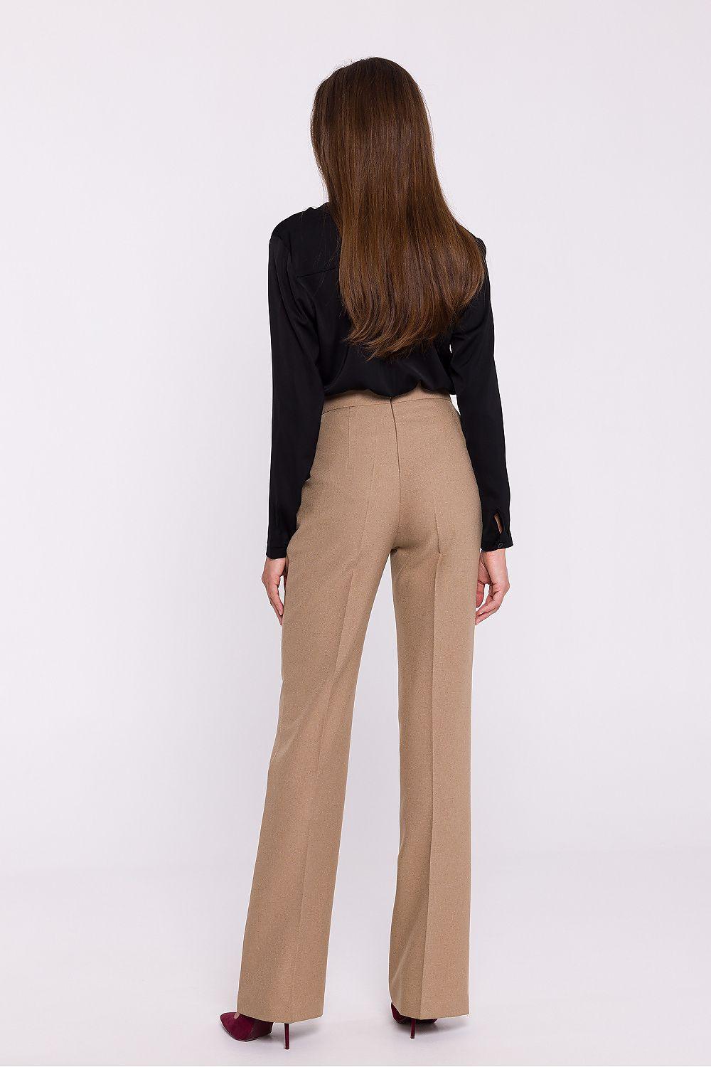 Women’s tailored wide-leg trousers, beige, back view