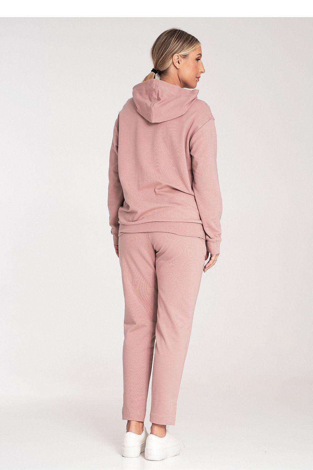 Pink tracksuit trousers with back shaping seam and ankle cuffs