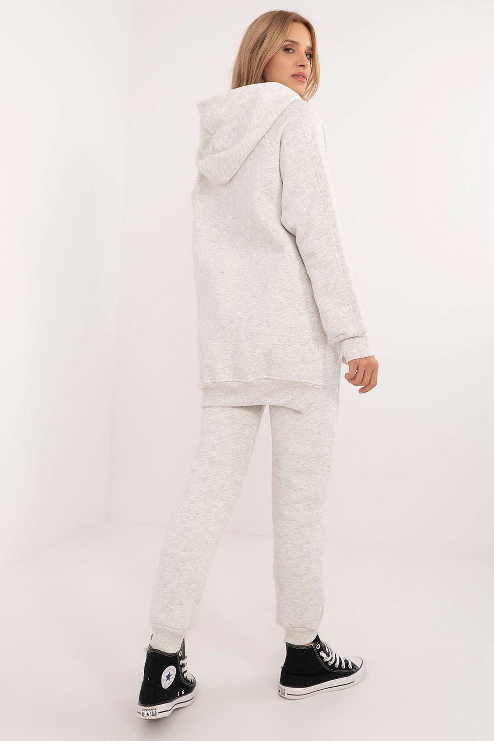 Light grey zip-up hoodie and jogger pants set with hood and cuffed legs