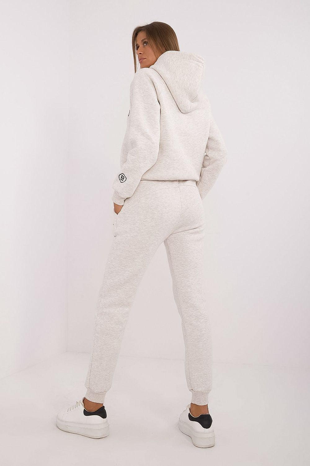 Light grey hoodie and jogger set, back hooded sweatshirt, drawstring waist, ankle cuffs