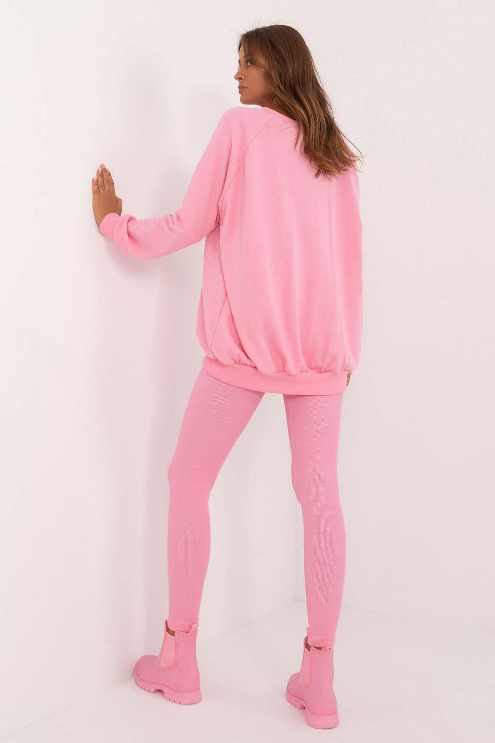 Pink sweatshirt and jogger pants two-piece set, back view