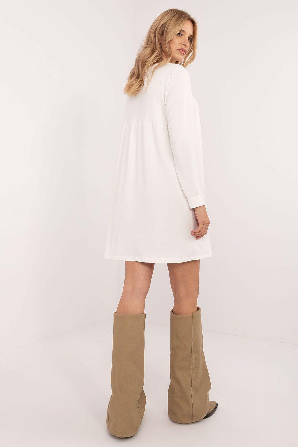 Long-sleeve daydress with back view and straight shift hem