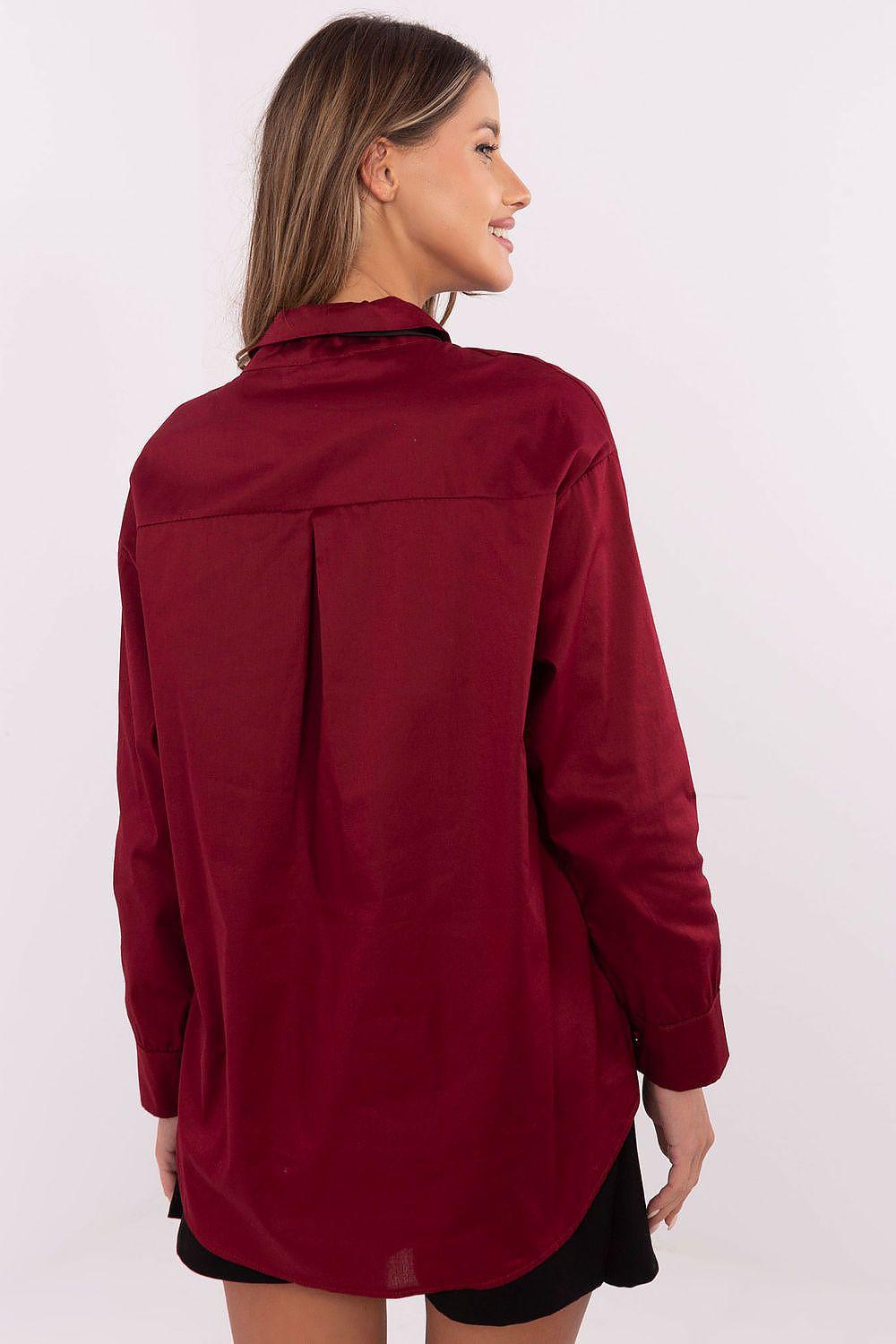 Long sleeve red shirt, back view