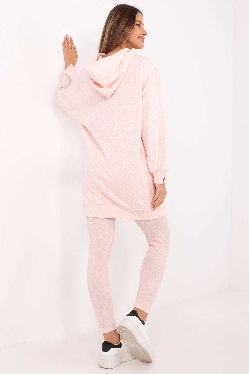 Pink two-piece hoodie and jogger set, hooded sweatshirt with matching pants