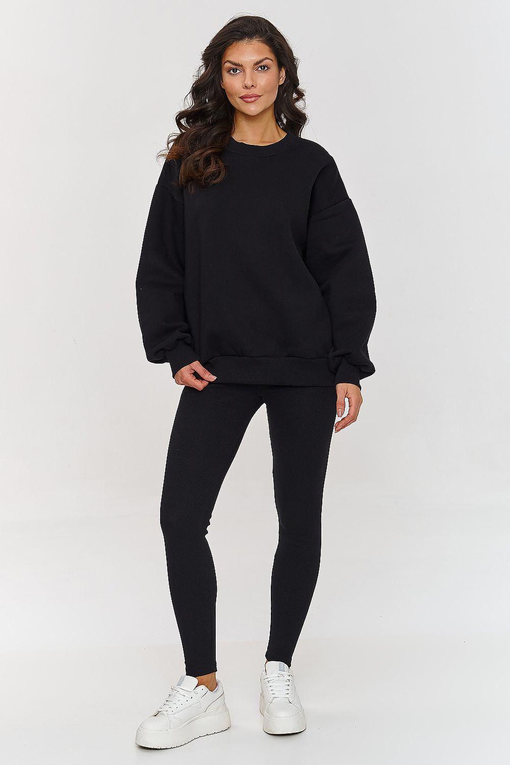 Makadamia tracksuit set with black sweatshirt and slim black pants