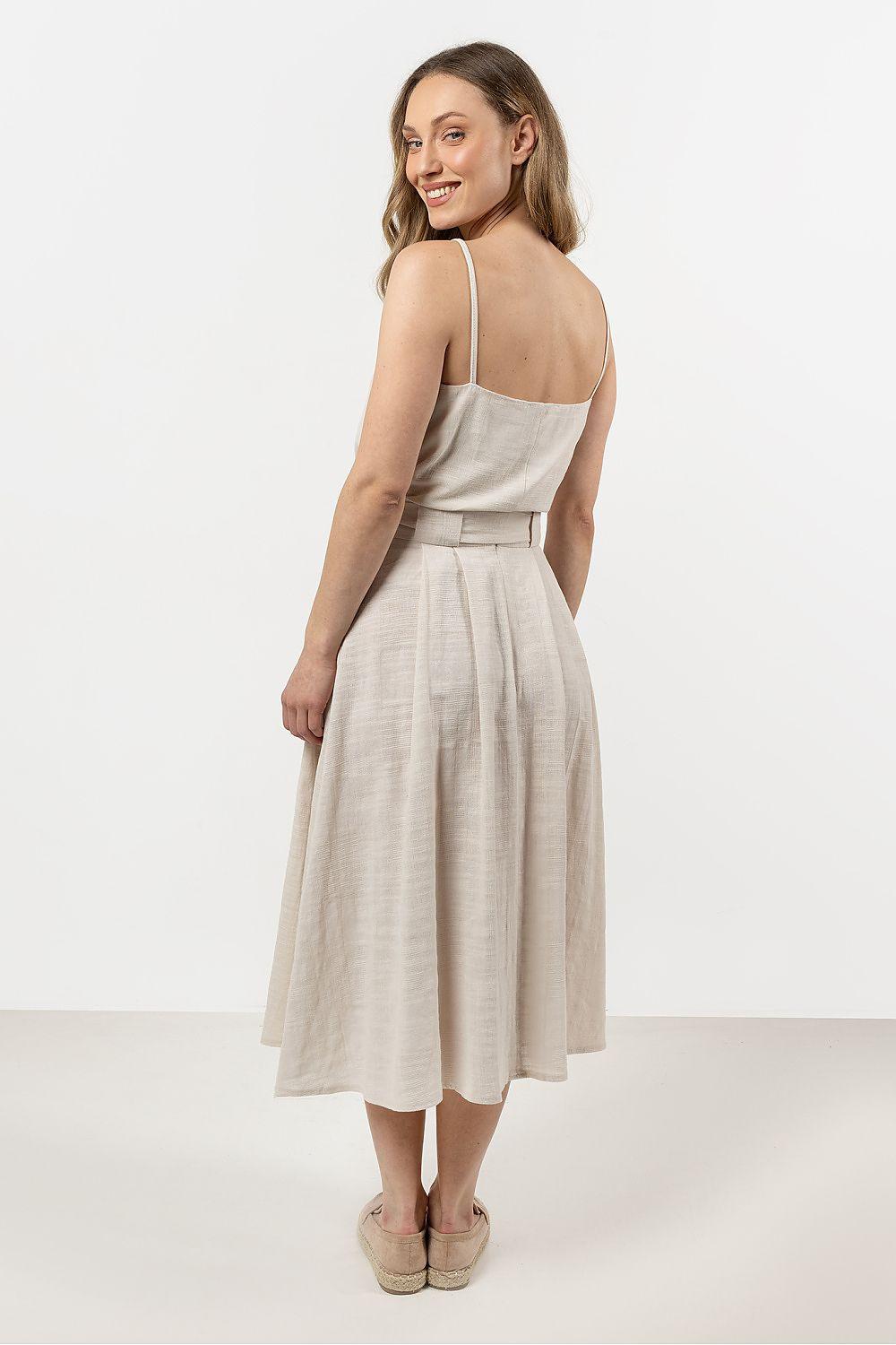 Awama midi skirt with tied waist, beige, back view