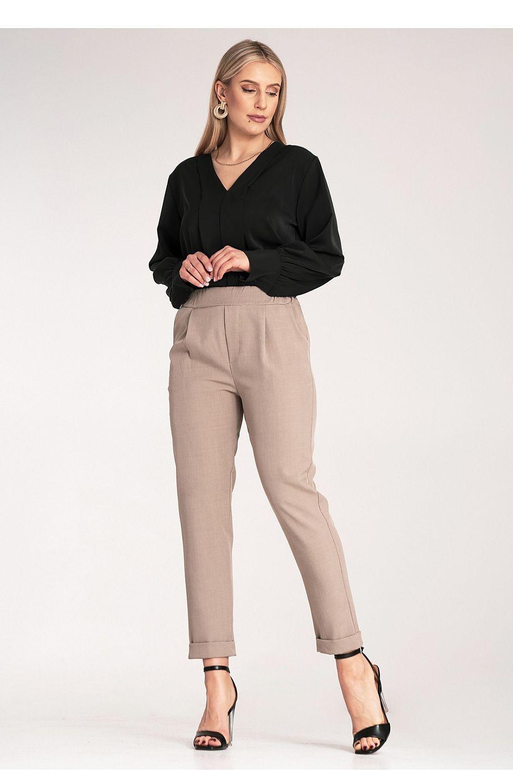 Figl model 214834 women’s trousers, beige, tapered ankle fit