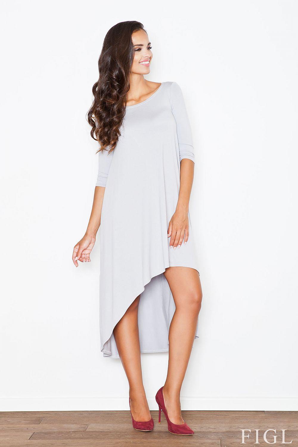 Figl grey daydress with short sleeves and asymmetric hem