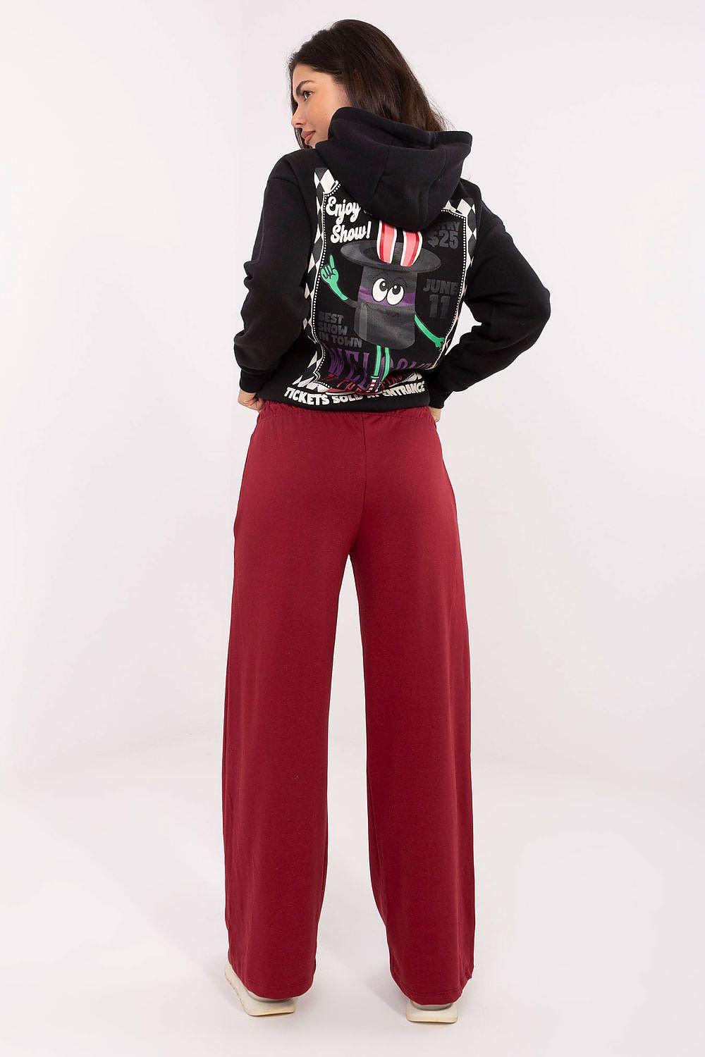 Tracksuit trousers with drawstring waist, relaxed wide-leg, red