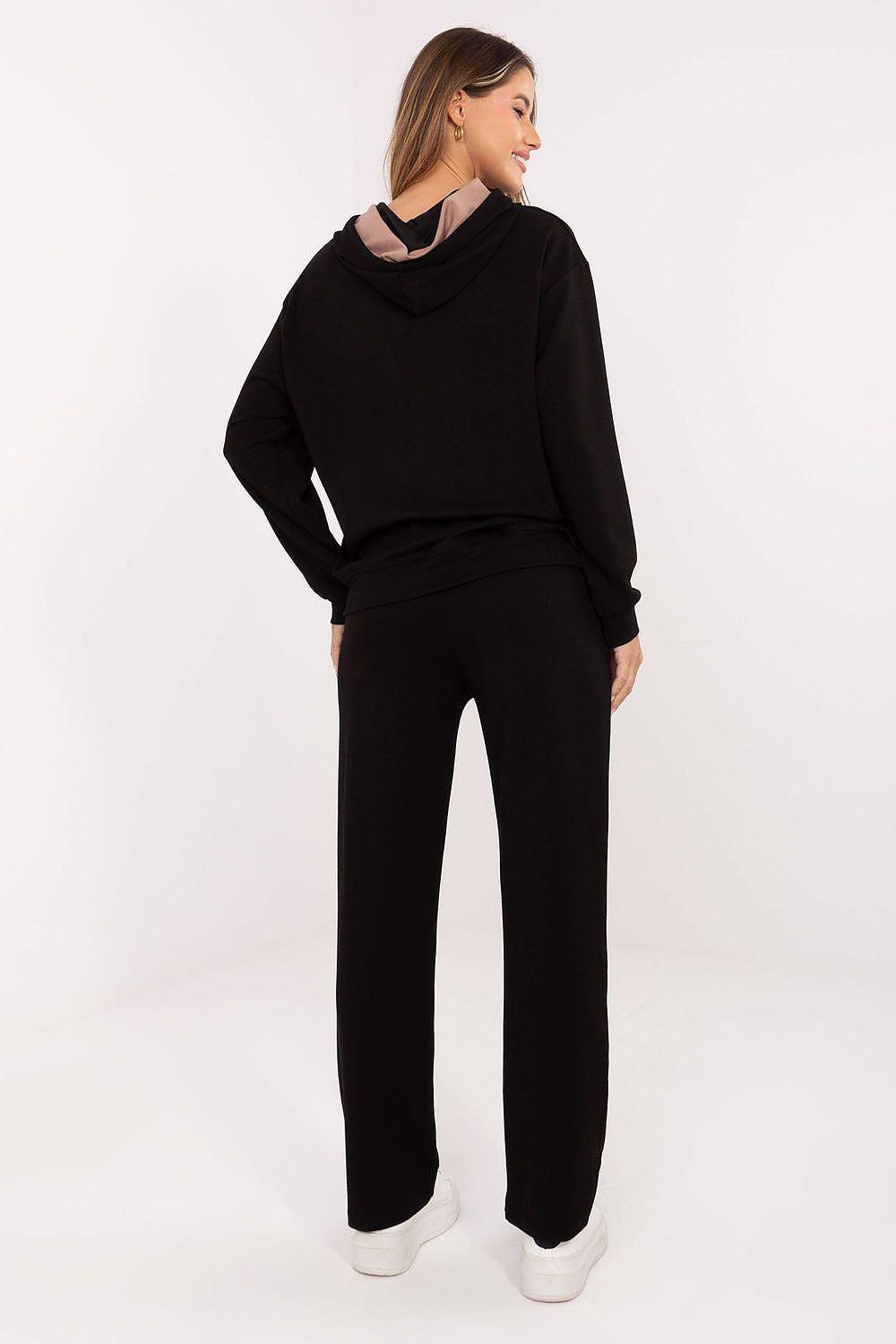 Hoodie and jogger set, black, hood and straight-leg jogger pants