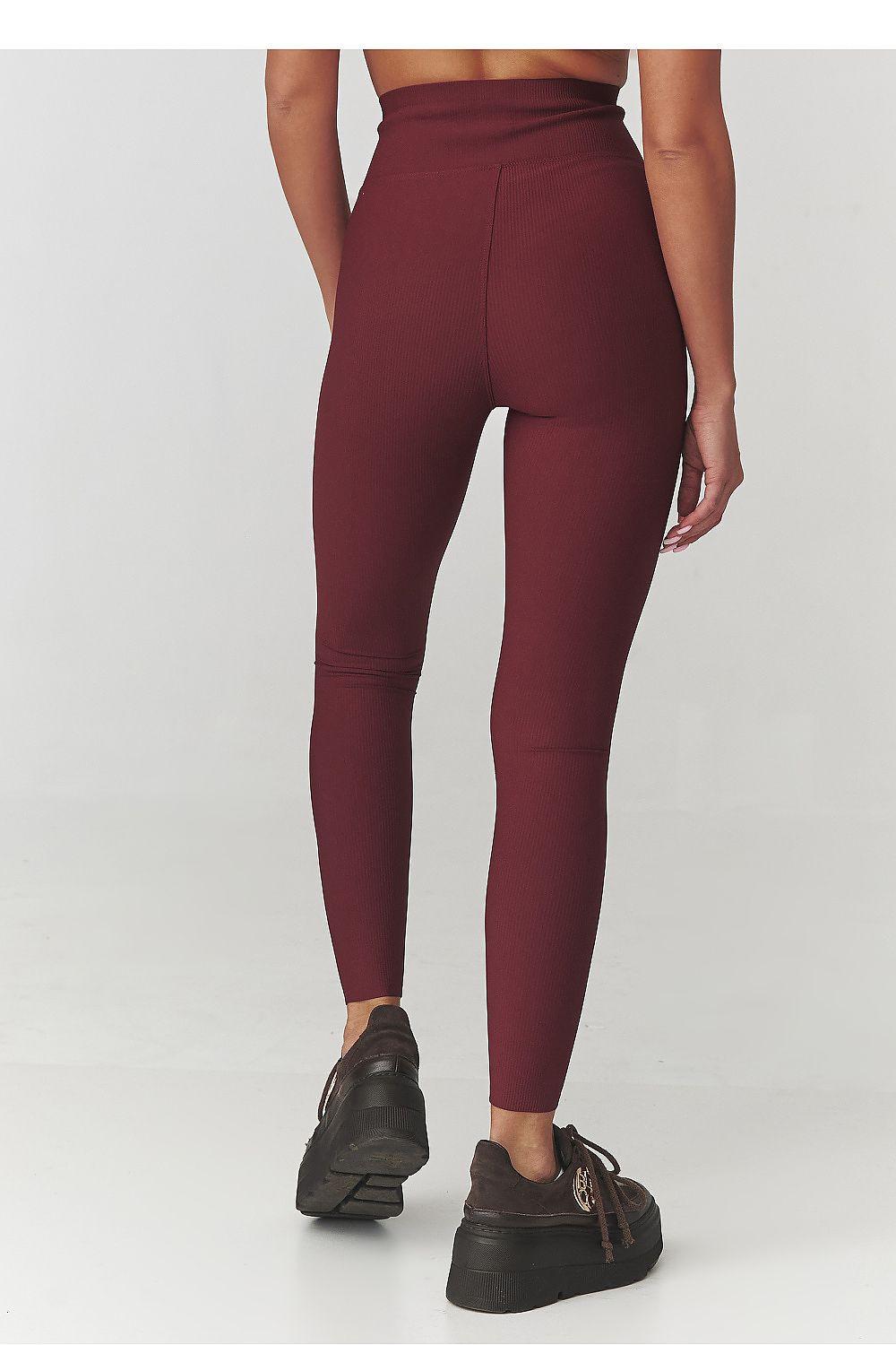 Burgundy long leggings with ankle hem