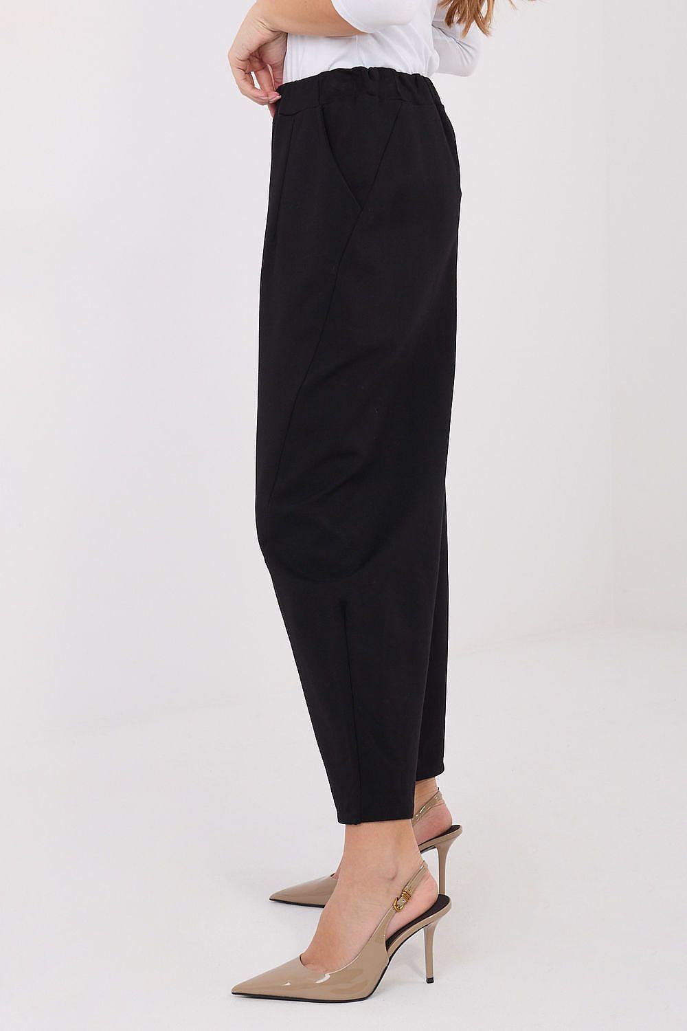 Women’s black trousers with cuffed hem and tapered leg