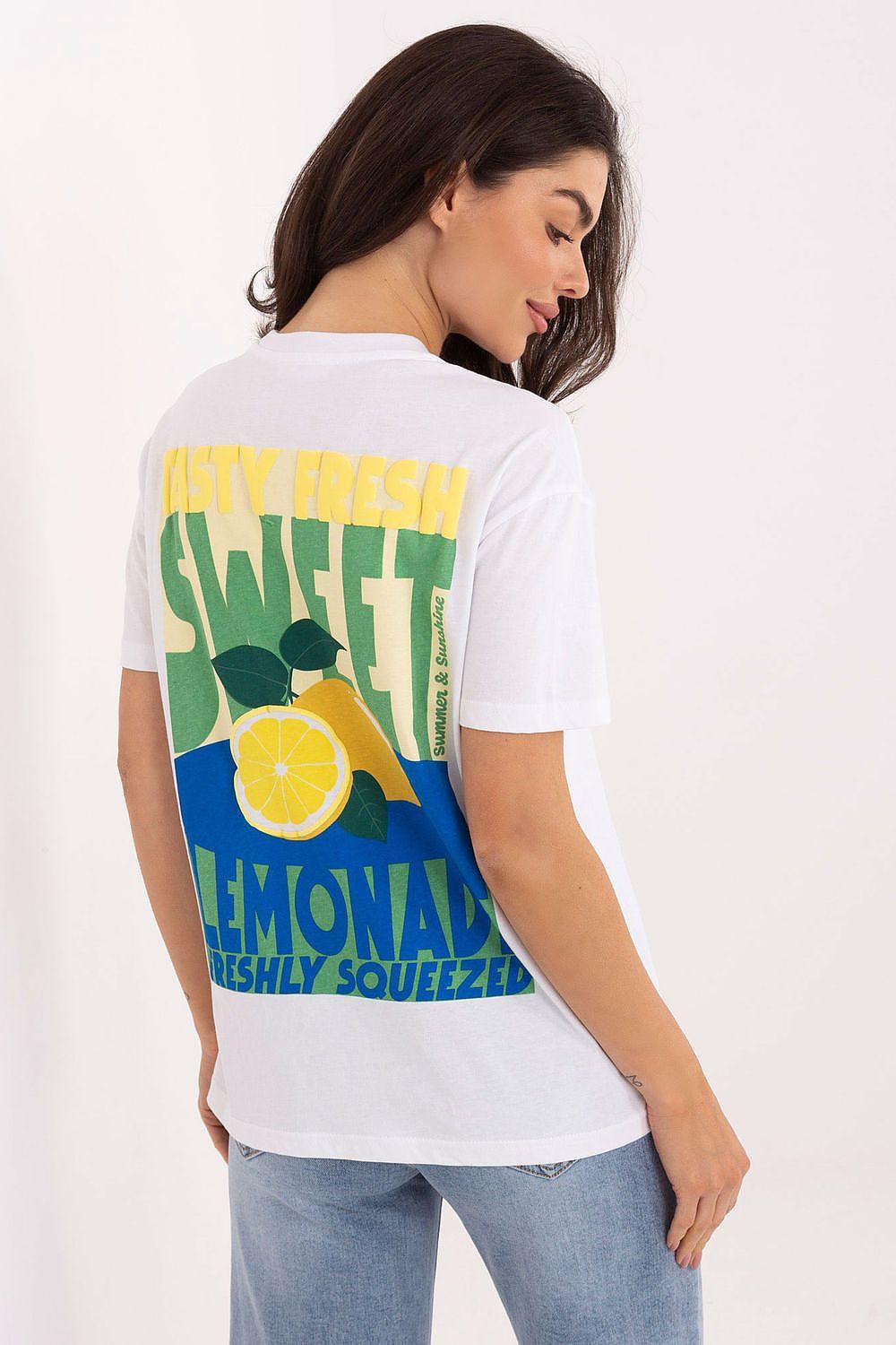 Women’s white cotton T-shirt with large back citrus print