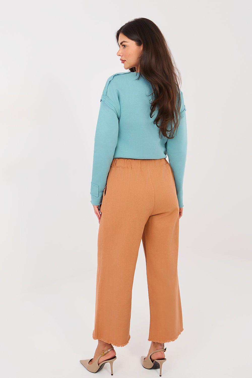 Women’s ankle-length wide-leg trousers, rust brown/copper, back view