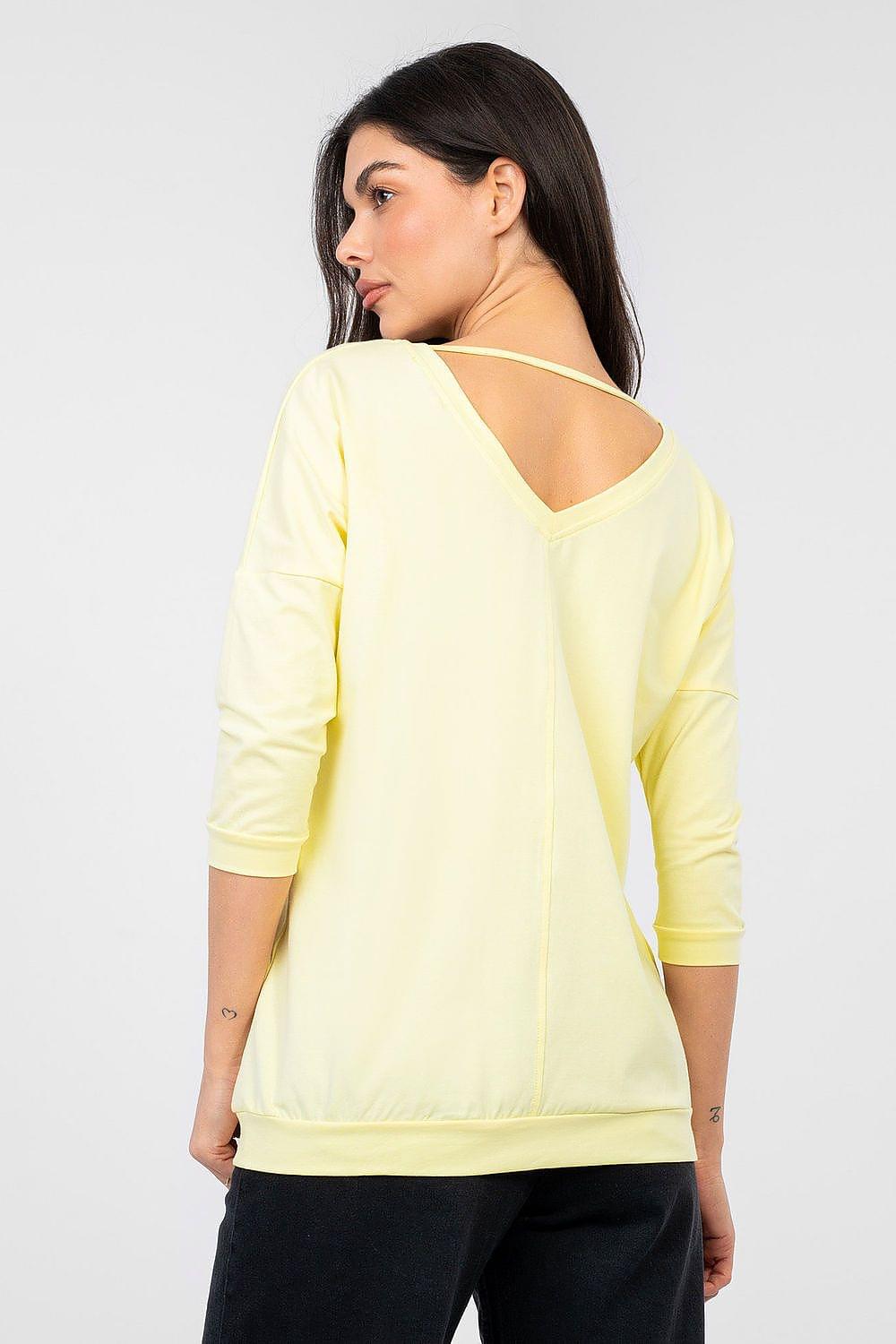 Yellow V-neck backless blouse with scoop back