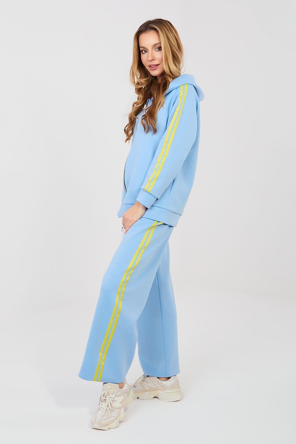 Light blue pants set with zip hoodie and yellow side stripe detail