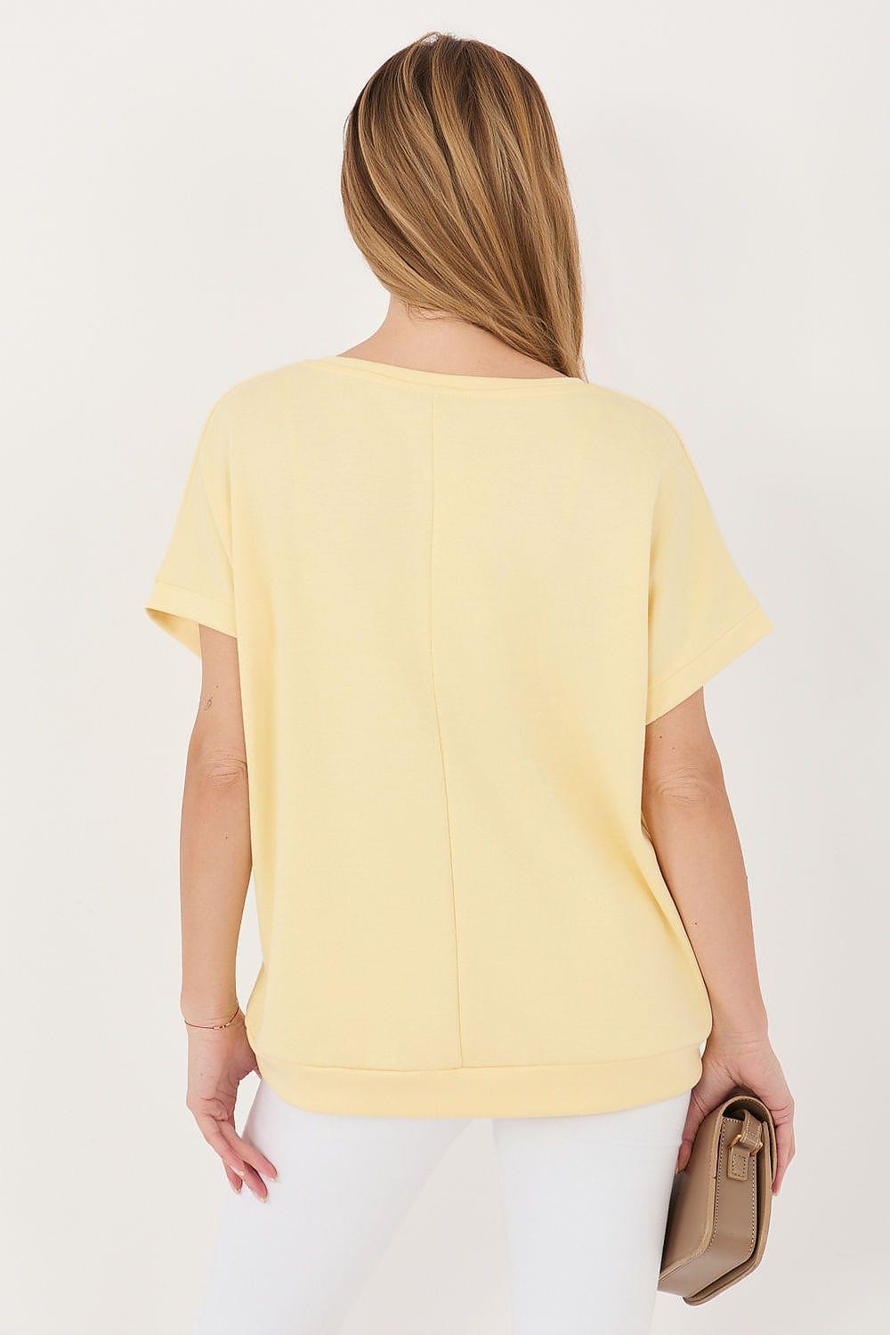 Yellow short-sleeve blouse, back view