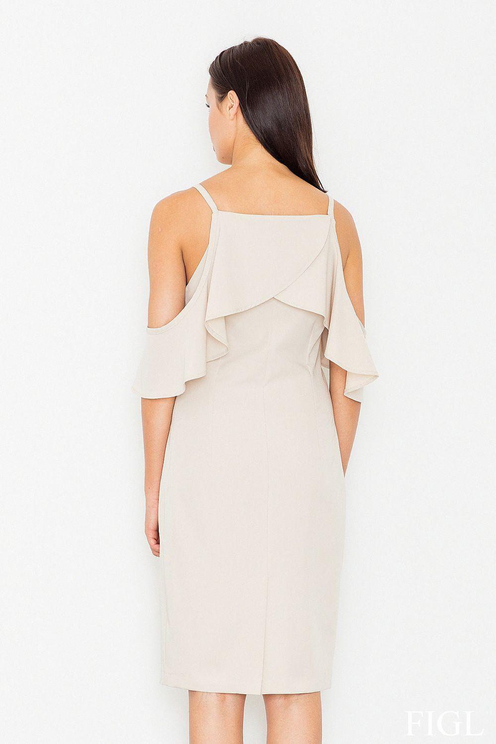 Figl daydress in beige with layered back ruffle and spaghetti straps