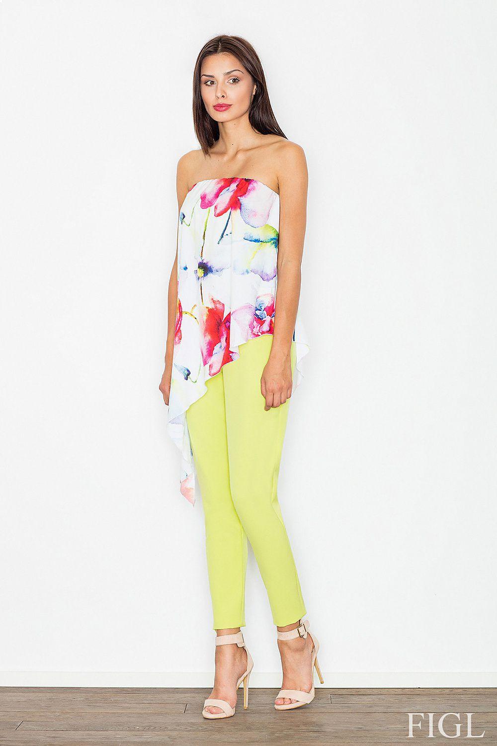 Figl floral strapless top with light green pants set