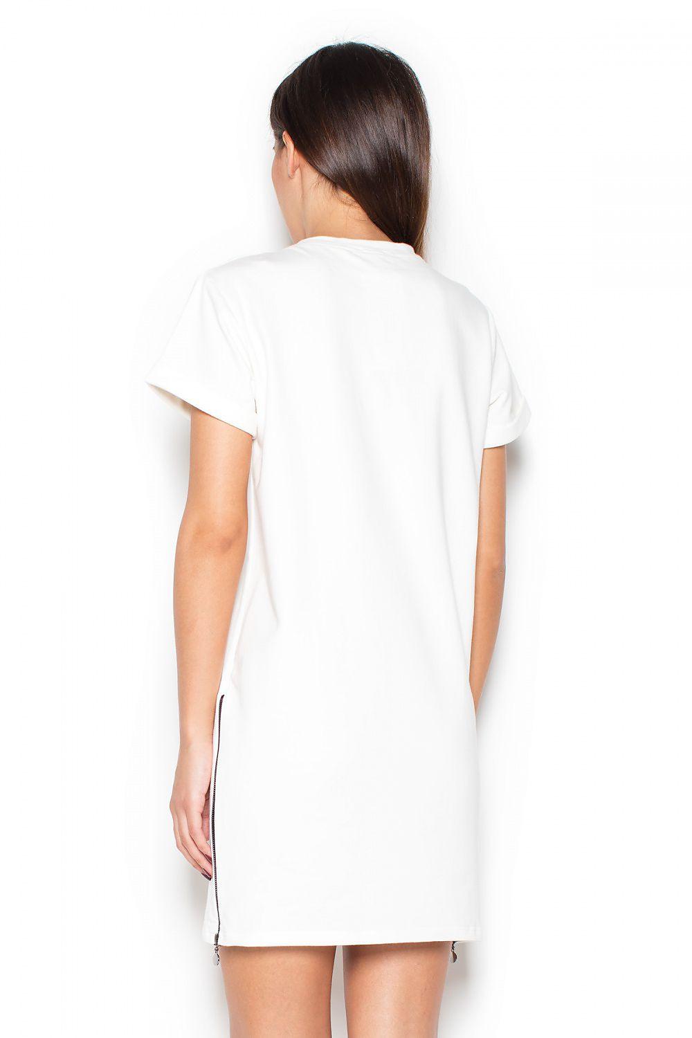 Katrus daydress 77311 in white, back view with short sleeves and side seams