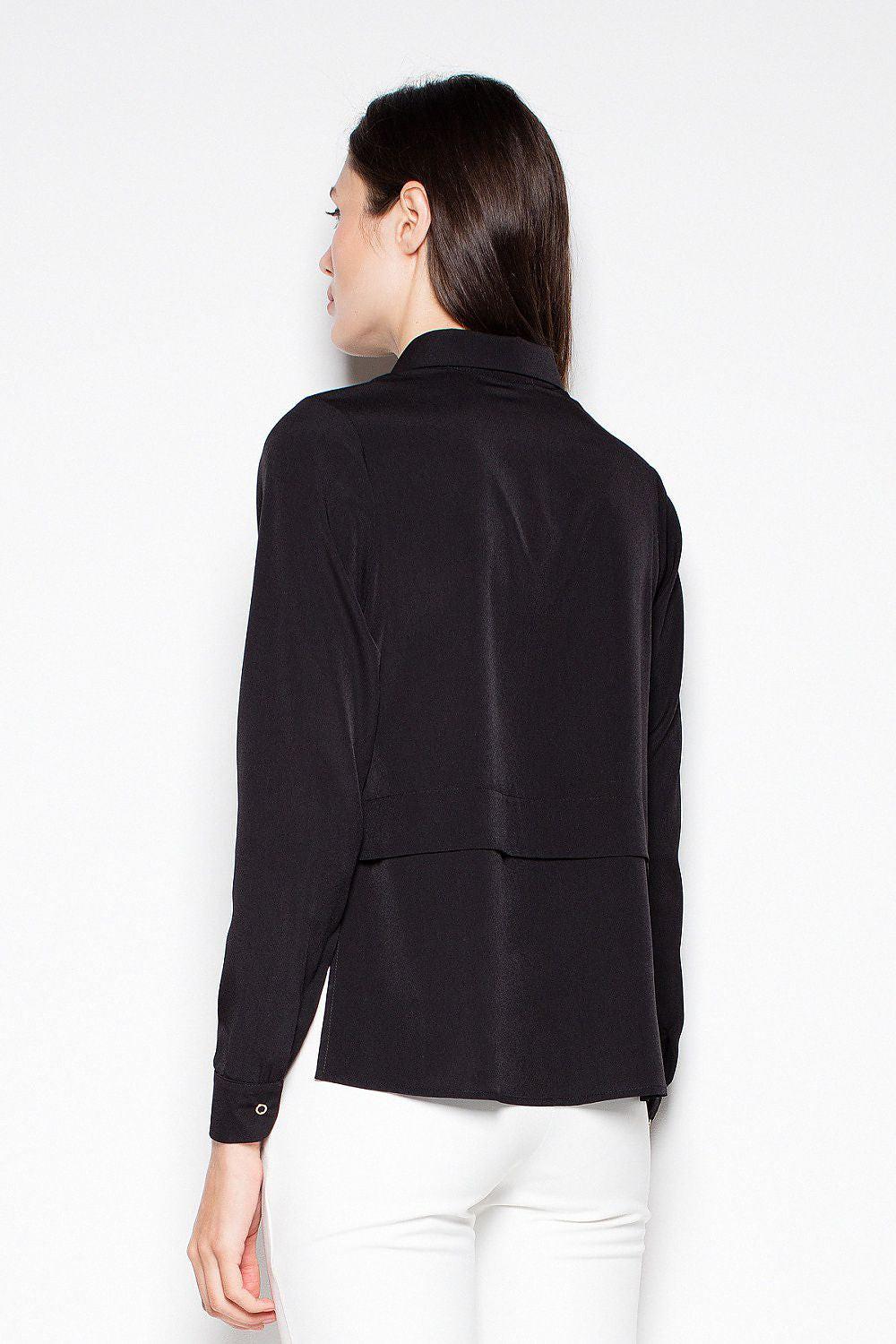 Venaton long-sleeve shirt, black button-up back view with yoke seam