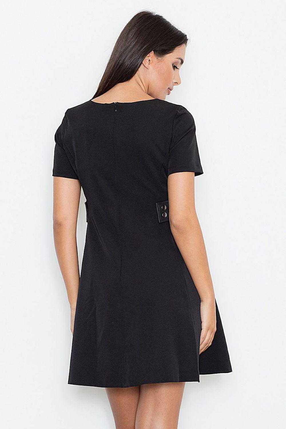 Figl daydress with short sleeves and flared hem, back view
