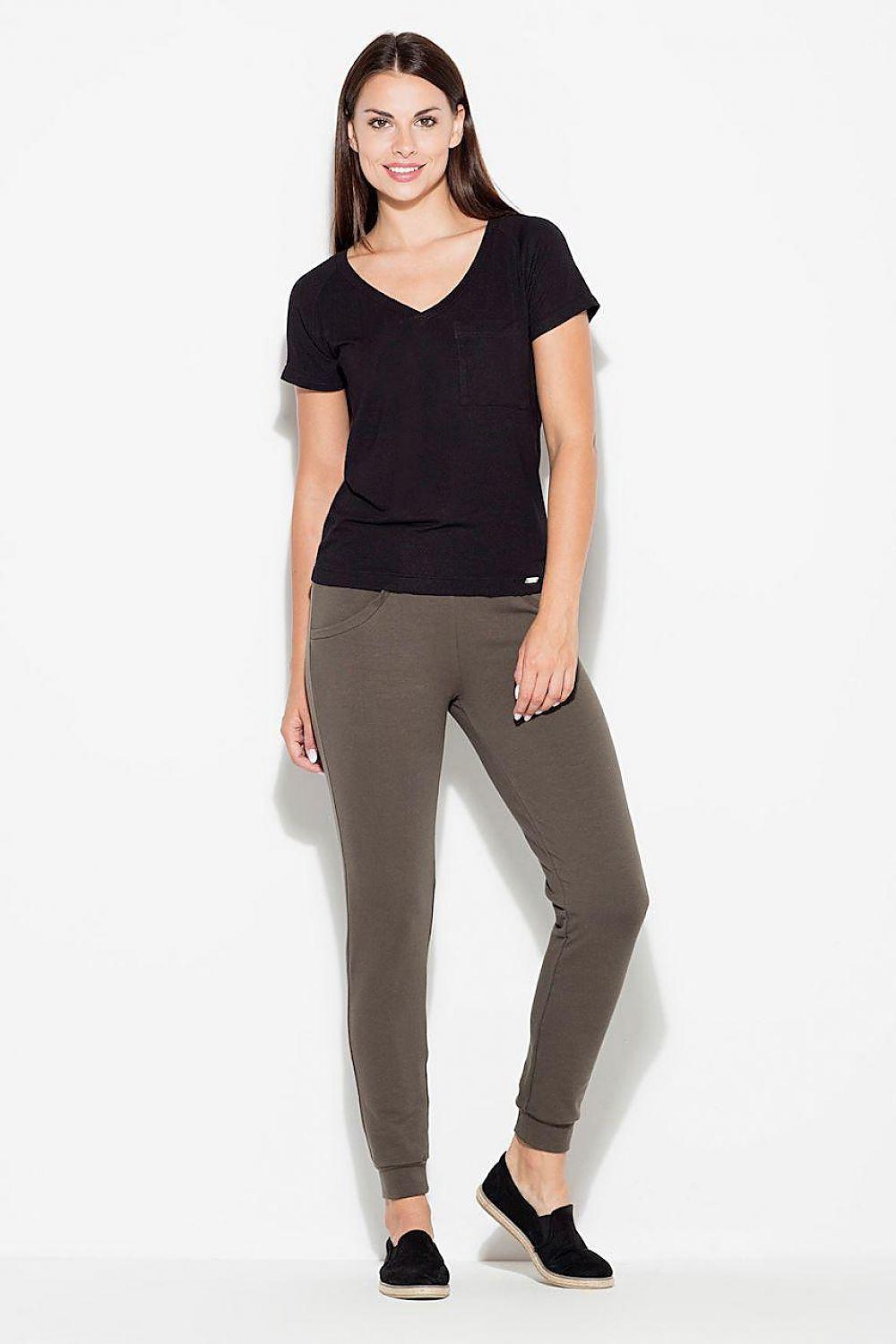 Black blouse with heart V-neck, short sleeves and relaxed fit