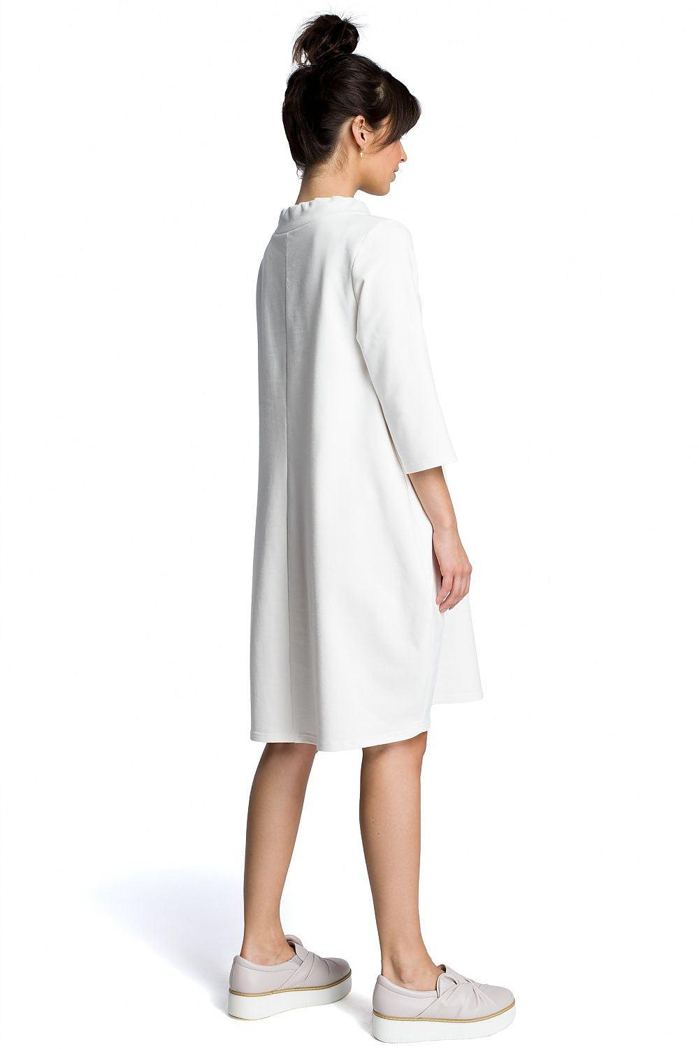 White Daydress by BeWear, back view, 3/4 sleeves and neck bow tie