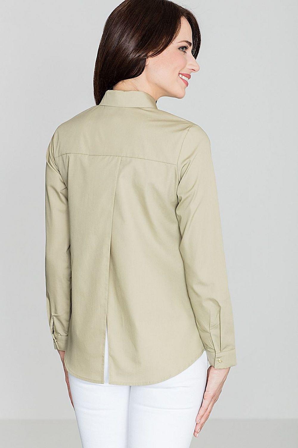 Lenitif long sleeve shirt, light green back view with button placket