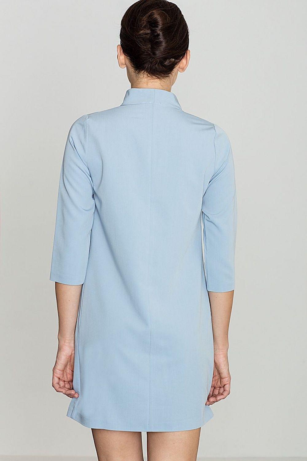 Lenitif daydress, light blue, back view, 3/4 sleeves, straight hemline