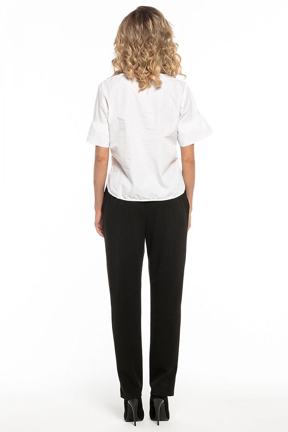 Women’s cotton knit trousers, black, ankle-length, straight leg, back view