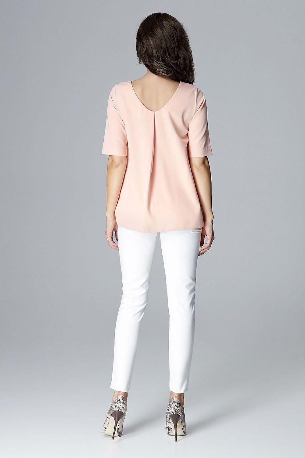 Lenitif pink blouse with short sleeves, back view