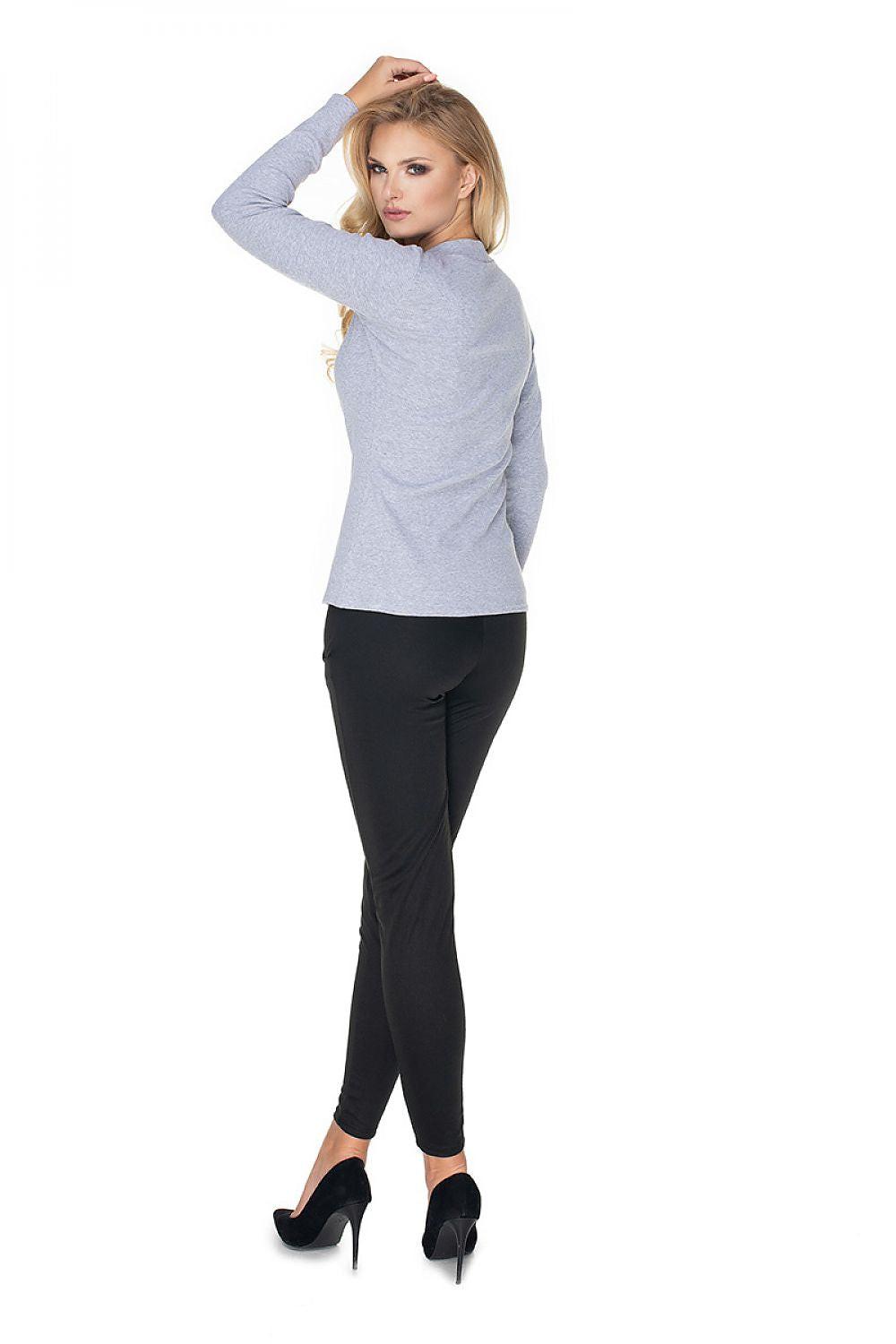 PeeKaBoo grey crew-neck long-sleeve blouse, side view