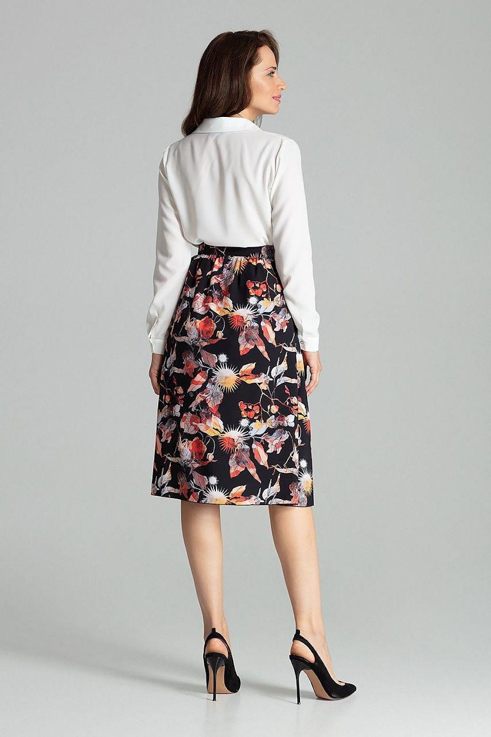 Lenitif floral skirt with asymmetrical hem, back view