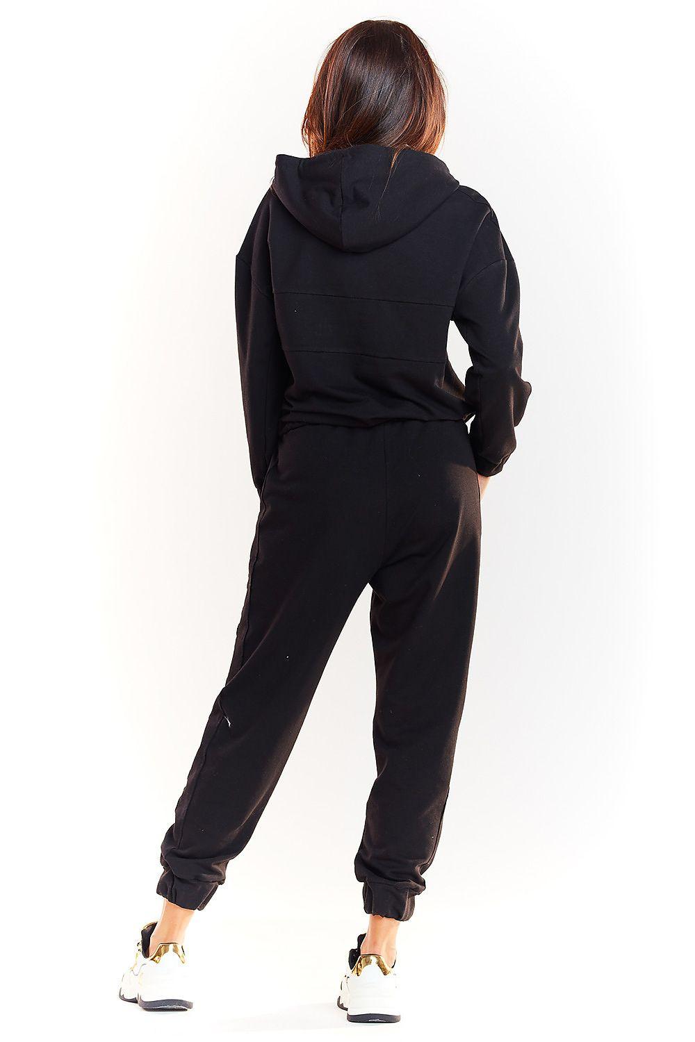 Black back-view jogger tracksuit trousers with drawstring waist and cuffed ankles