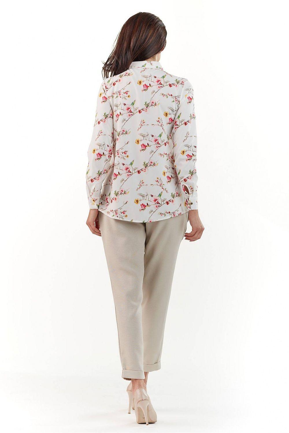 Beige long sleeve shirt with floral print, back yoke and full sleeves