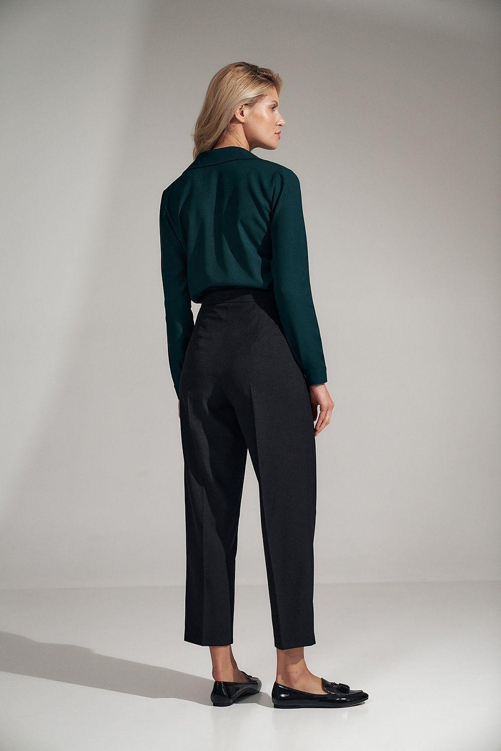 Figl dark green long-sleeve blouse from back