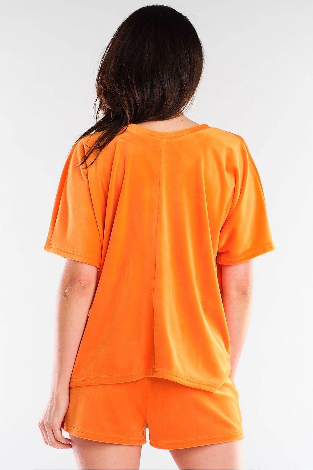 Orange lounge shorts with back view and elastic waistband
