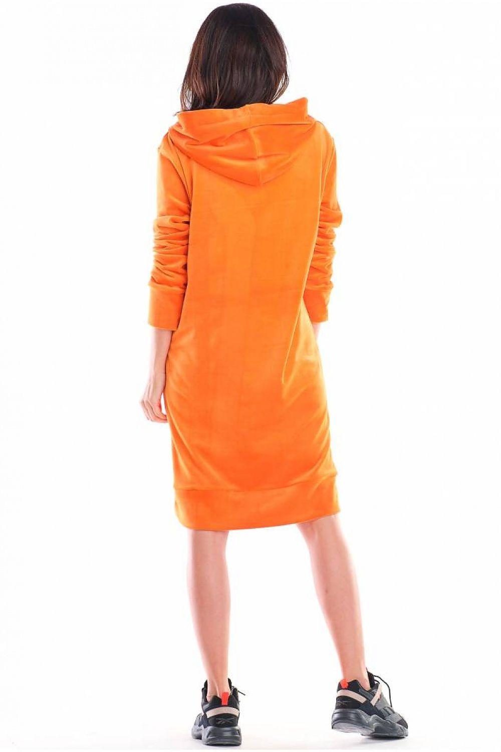 Awama orange daydress hoodie with back hood and mid-calf length