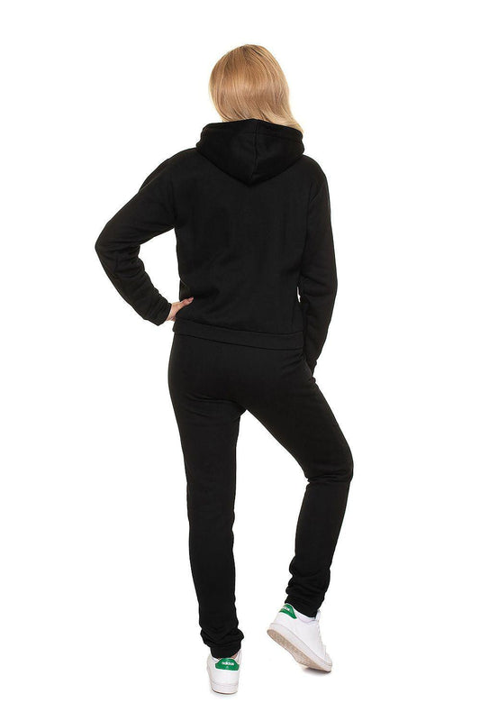 PeeKaBoo black tracksuit set, back view, pullover hoodie with jogger pants