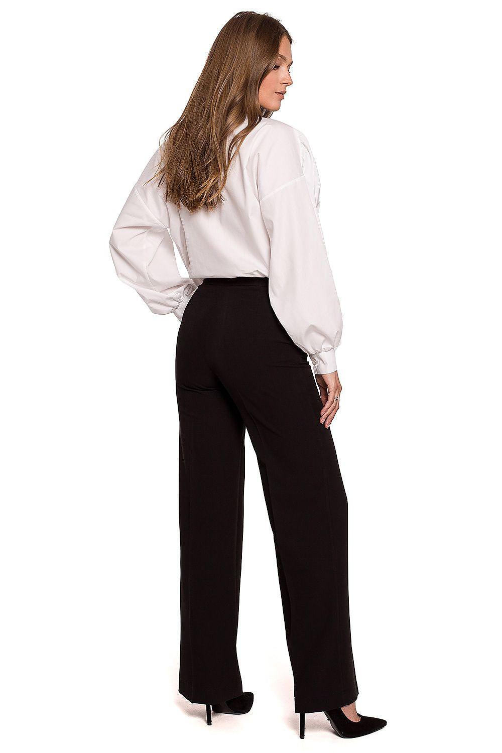 Makover high-waisted wide-leg trousers, black, side profile