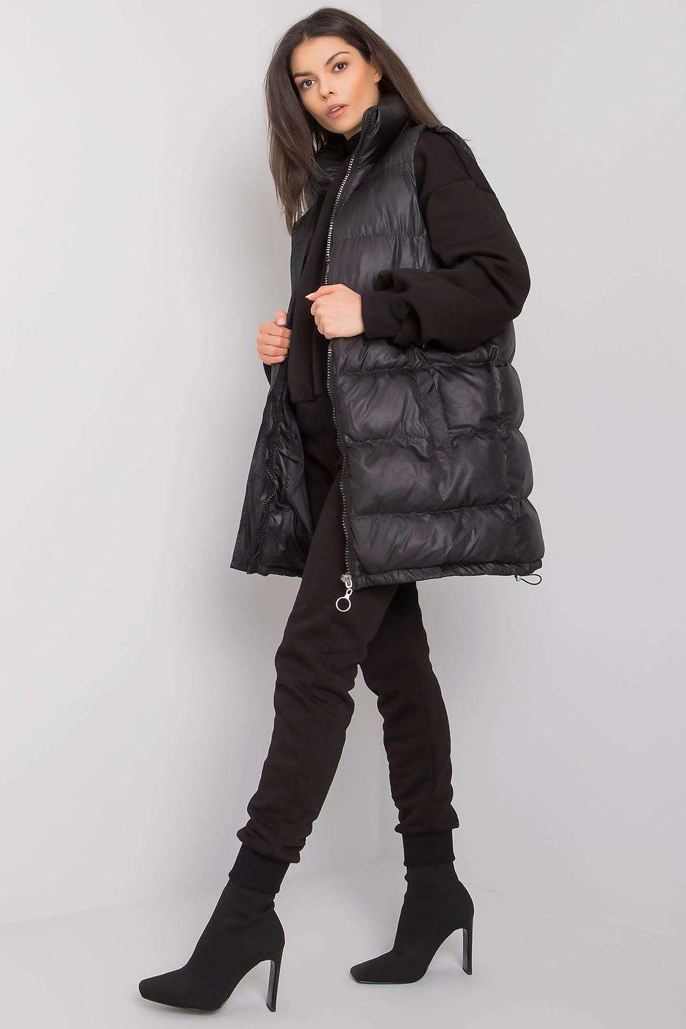 Black puffer vest and black jogger set with hood