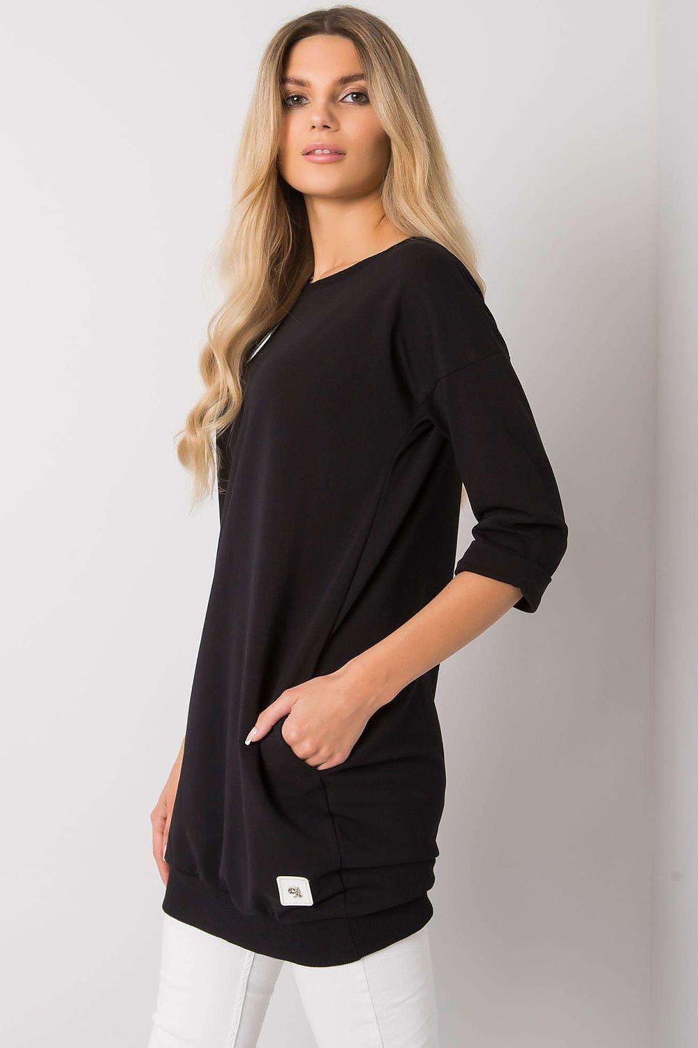 Daydress model 162873 Relevance, black, crew neck, 3/4 sleeves, pocket detail